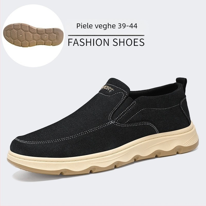 Pantofi casual bărbați Slip-On, din pânză, talpă EVA, vârf rotund