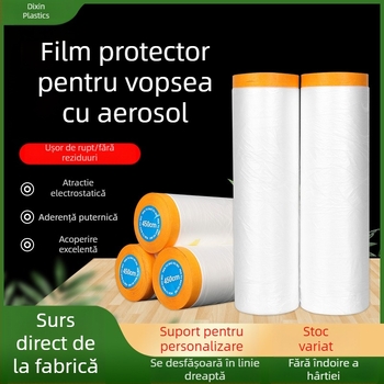 Folie PE de mască pentru decorare și protecție auto împotriva prafului; grosime 0,6 mm; transparență 80%; adeziv cu înaltă vâscozitate; lățime și lungime personalizabile