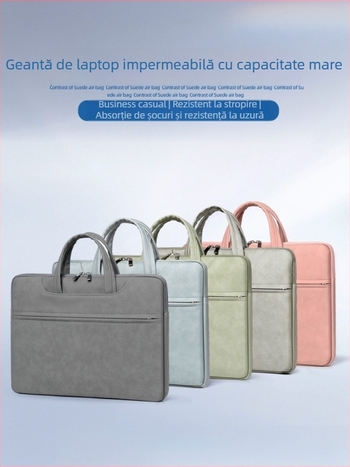 Geantă pentru laptop din piele PU, impermeabilă, rezistentă la uzură și la cutremure; brand Sunghee, căptușeală interioară.