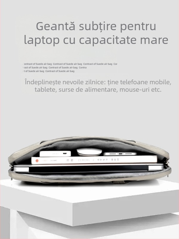 Geantă pentru laptop din piele PU, impermeabilă, rezistentă la uzură și la cutremure; brand Sunghee, căptușeală interioară.