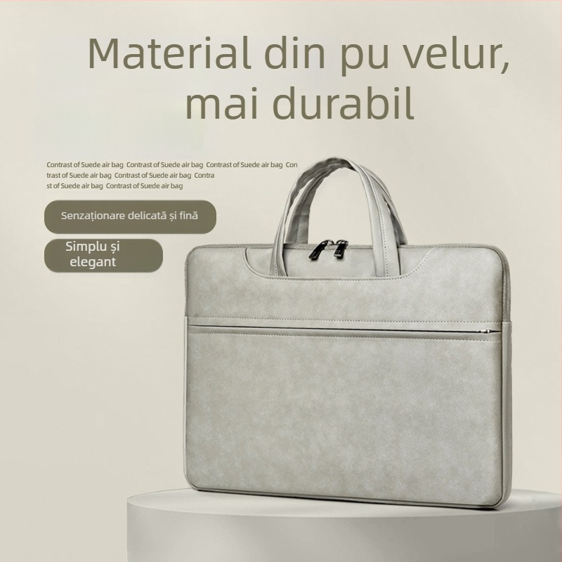 Geantă pentru laptop din piele PU, impermeabilă, rezistentă la uzură și la cutremure; brand Sunghee, căptușeală interioară.