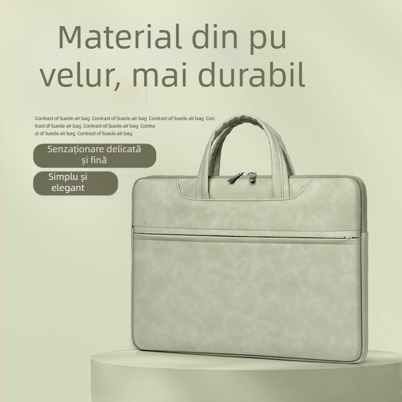 Geantă pentru laptop din piele PU, impermeabilă, rezistentă la uzură și la cutremure; brand Sunghee, căptușeală interioară.