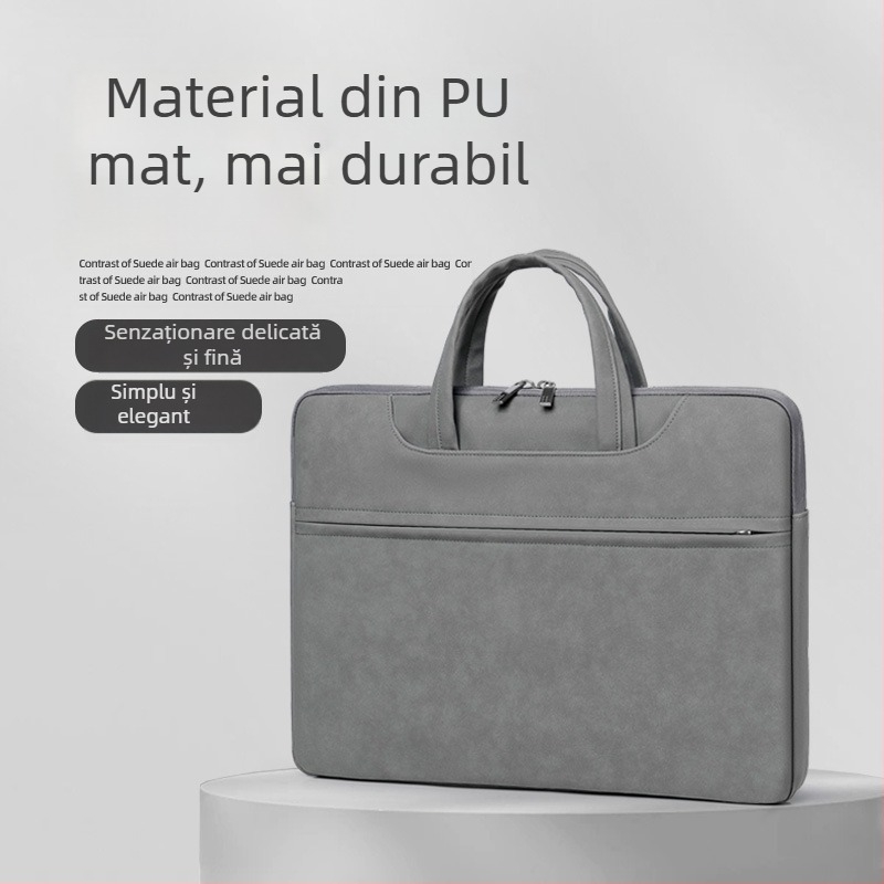 Geantă pentru laptop din piele PU, impermeabilă, rezistentă la uzură și la cutremure; brand Sunghee, căptușeală interioară.