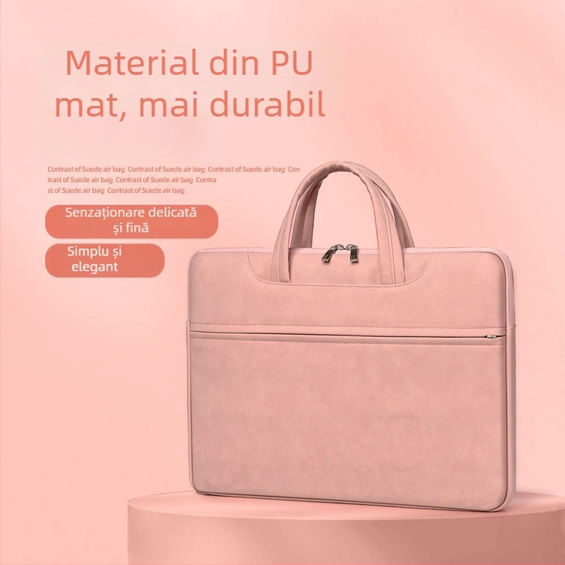 Geantă pentru laptop din piele PU, impermeabilă, rezistentă la uzură și la cutremure; brand Sunghee, căptușeală interioară.