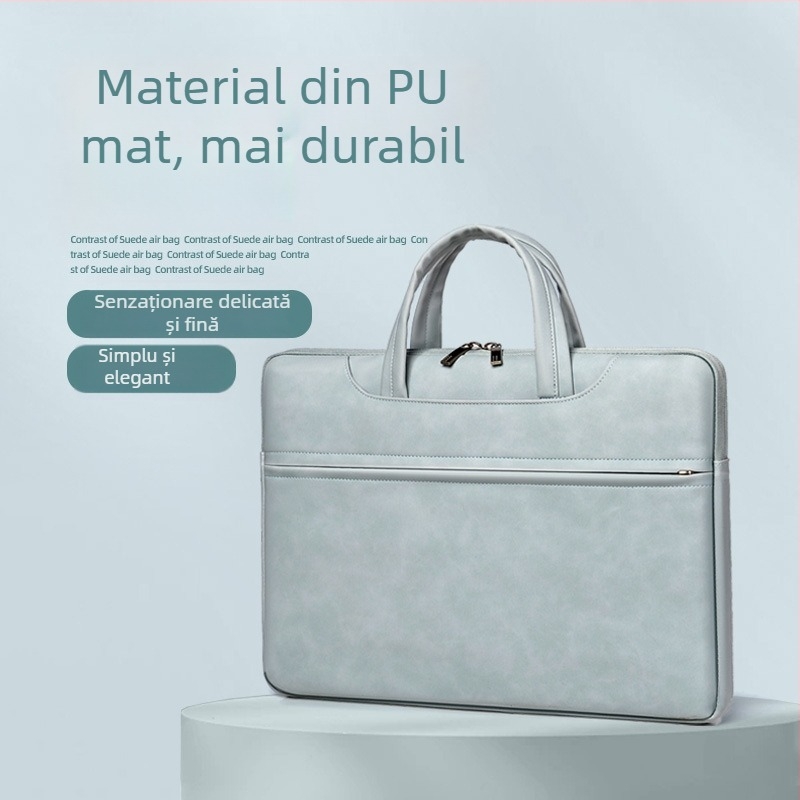 Geantă pentru laptop din piele PU, impermeabilă, rezistentă la uzură și la cutremure; brand Sunghee, căptușeală interioară.