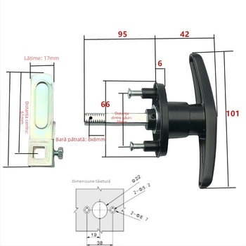 MS309 Încuietoare cu mâner pentru dulapuri și garaj – aliaj de zinc, stil modern minimalist, model MS309