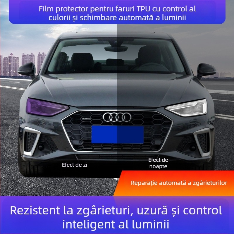 Folie TPU pentru faruri și lumini de mașină cu finisaj fum, instalare prin adeziv, tip 96, personalizare disponibilă, etichetă privată licențiată