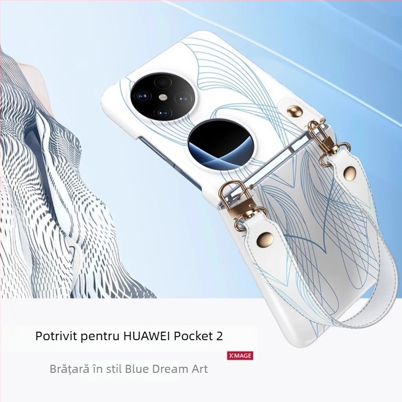 Carcasa Huawei Pocket2 – 2 în 1, Piele sintetică de lux, Curea de încheietură, Anti-cădere, Anti-uzură