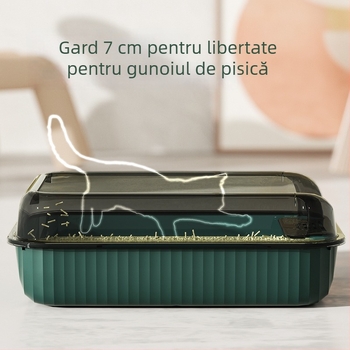 Cutie de nisip pentru pisici, semiînchisă, anti-stropire, design pătrat, PP, pentru pisici