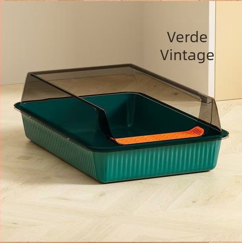 Cutie de gunoi pentru pisici din plastic PP, semi-închisă, îngroșată, anti-stropire, anti-praf, protecție împotriva mirosului