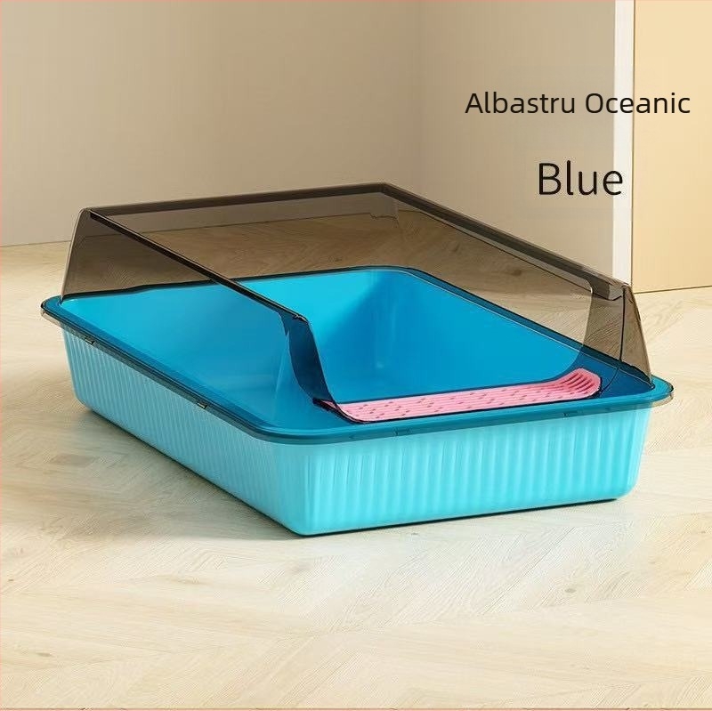 Cutie de gunoi pentru pisici din plastic PP, semi-închisă, îngroșată, anti-stropire, anti-praf, protecție împotriva mirosului