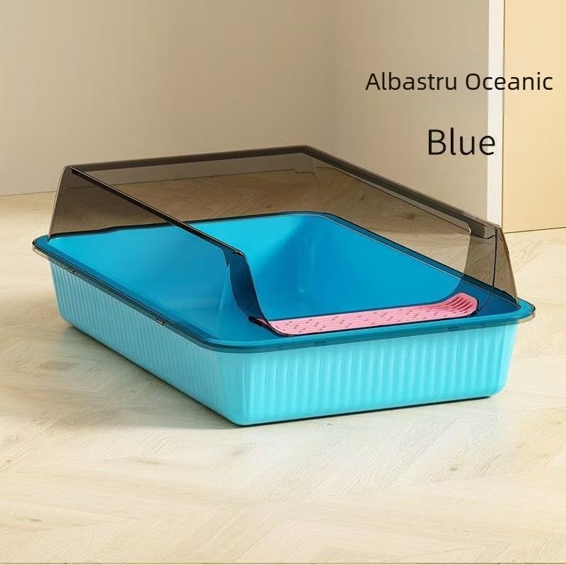 Cutie de gunoi pentru pisici din plastic PP, semi-închisă, îngroșată, anti-stropire, anti-praf, protecție împotriva mirosului