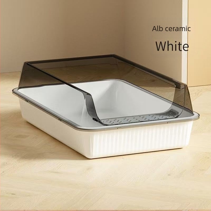 Cutie de gunoi pentru pisici din plastic PP, semi-închisă, îngroșată, anti-stropire, anti-praf, protecție împotriva mirosului