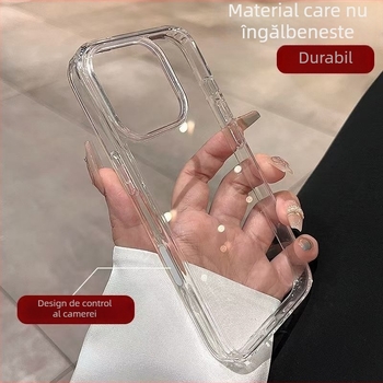 Husă de telefon cu buton AI pentru cameră – Transparent, acrilic, turnare prin injecție, antișoc, rezistență la uzură