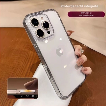 Husă de telefon cu buton AI pentru cameră – Transparent, acrilic, turnare prin injecție, antișoc, rezistență la uzură