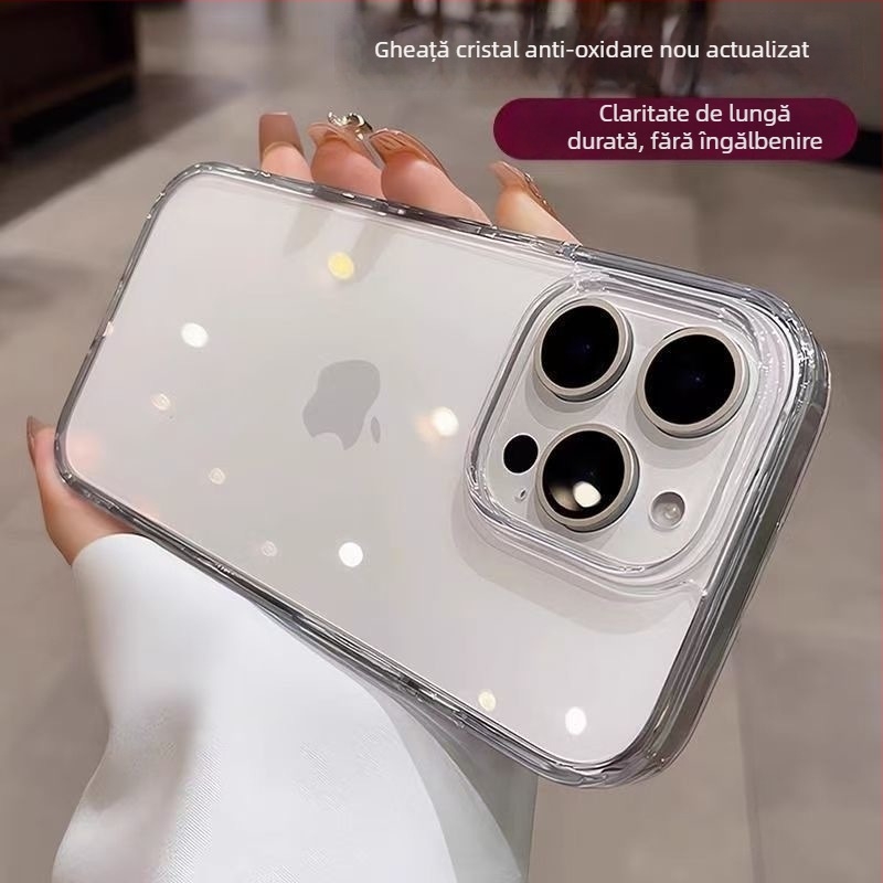 Husă de telefon cu buton AI pentru cameră – Transparent, acrilic, turnare prin injecție, antișoc, rezistență la uzură