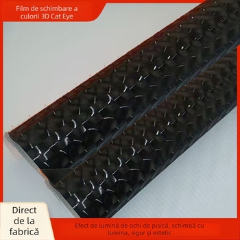 Film interior auto cu efect 3D Cat Eye și textură fibră de carbon (PVC; Rezistent la temperaturi înalte; 2 ani garanție)