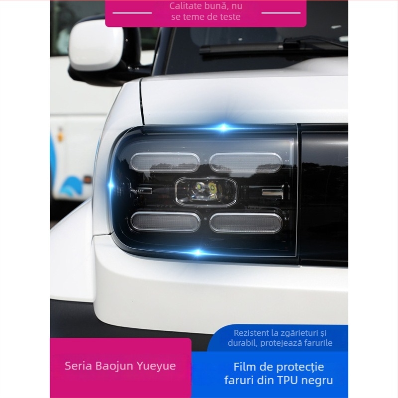 Tu Hade film protector faruri TPU – PET material, rezistent la temperaturile înalte și scăzute, potrivire universală, model TLM073