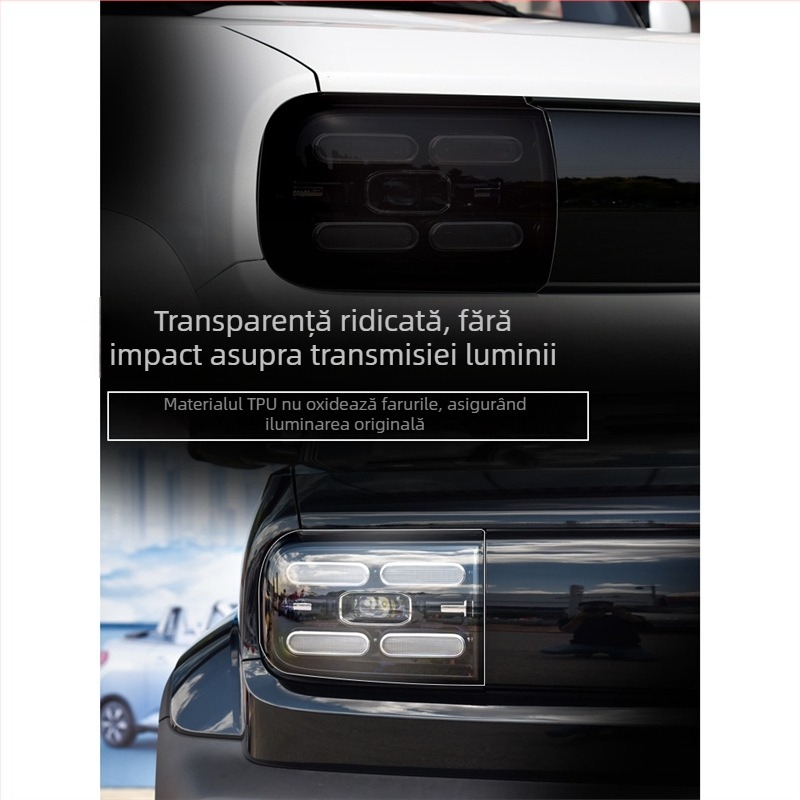 Tu Hade film protector faruri TPU – PET material, rezistent la temperaturile înalte și scăzute, potrivire universală, model TLM073