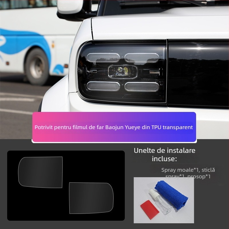 Tu Hade film protector faruri TPU – PET material, rezistent la temperaturile înalte și scăzute, potrivire universală, model TLM073