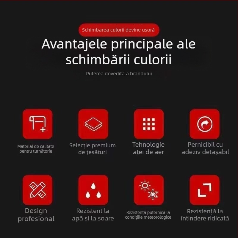 Vinil auto cu finisaj mat — PVC, garanție de 2 ani, reducerea reflexiilor farurilor noaptea pentru o conducere mai sigură, protecție a vopselei împotriva nisipului, ploilor și UV