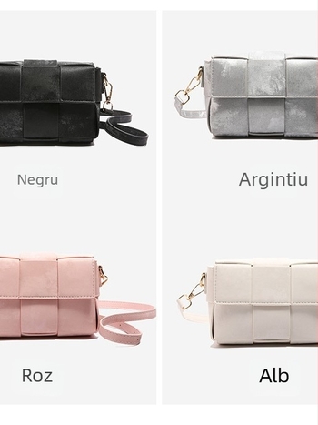 Geantă de umăr în stil urban minimalist, material PU, formă pătrată orizontală, căptușeală din nylon, închidere cu capac