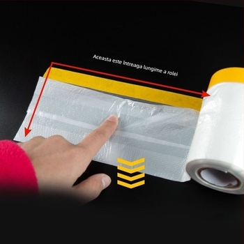 Folie de mascaj galbenă pentru decorare și vopsire auto, hârtie de mascaj, protecție împotriva prafului în cameră — material PE, seria 1