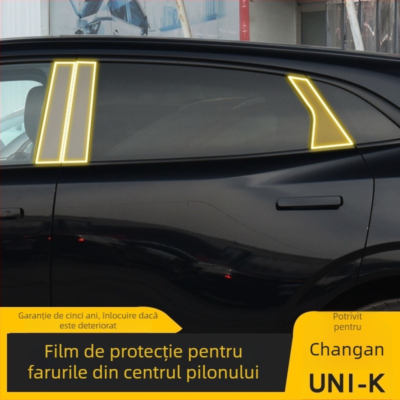 Film protector TPU pentru stâlpul central și farurile Changan Uni-K, transparent, rezistent la temperaturi ridicate/scăzute, potrivire universală