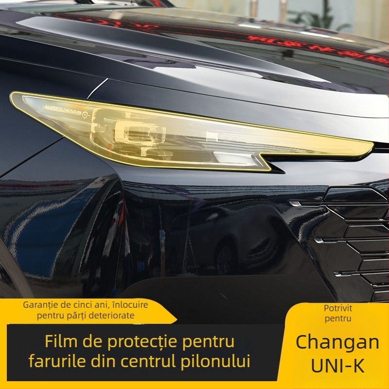 Film protector TPU pentru stâlpul central și farurile Changan Uni-K, transparent, rezistent la temperaturi ridicate/scăzute, potrivire universală