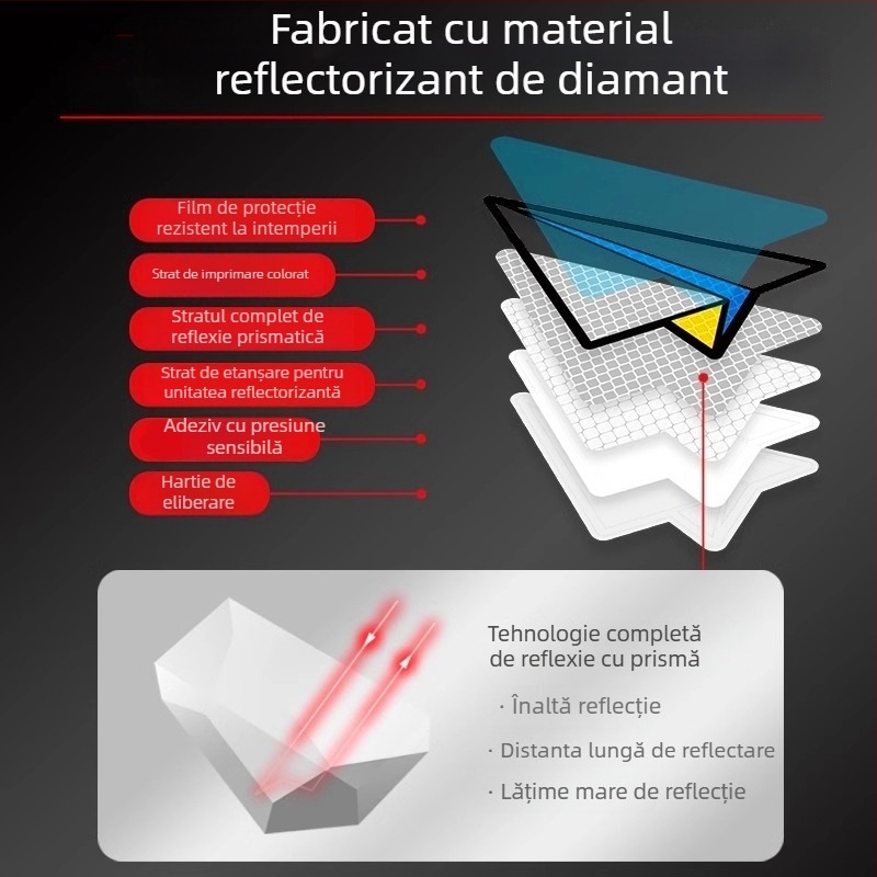Sticker reflectorizant pentru caroserie, acoperire a zgârieturilor, montaj autoadeziv pentru siguranță nocturnă