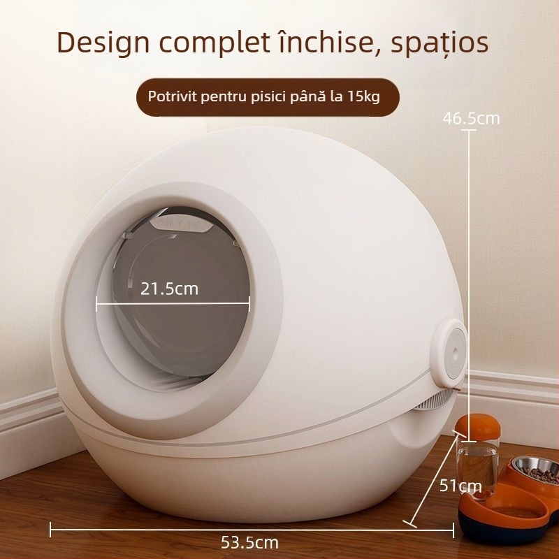Qingfu Cutie de nisip pentru pisici, complet închisă – Deodorizare, Anti-stropire