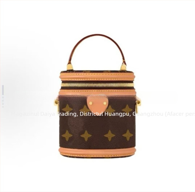 Geantă cilindrică din piele naturală pentru subraț, închidere acoperită, căptușeală din pânză, interior cu fermoar laminat