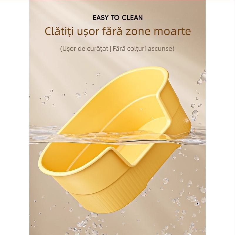 Cutie de nisip pentru pisici, deschisă integral, design anti-strop, material PP