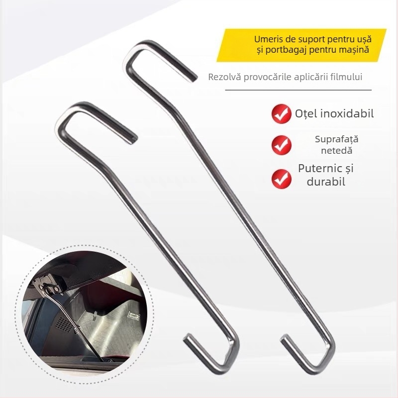 Set auto: cârlig portbagaj și reținere ușă | oțel inoxidabil • brand KNS • varietate Scraper