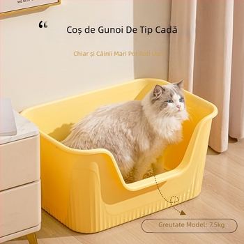 Cutie de nisip pentru pisici, din polipropilenă, semiînchisă, pentru pisici adulte, rezistentă la stropire și mirosuri.
