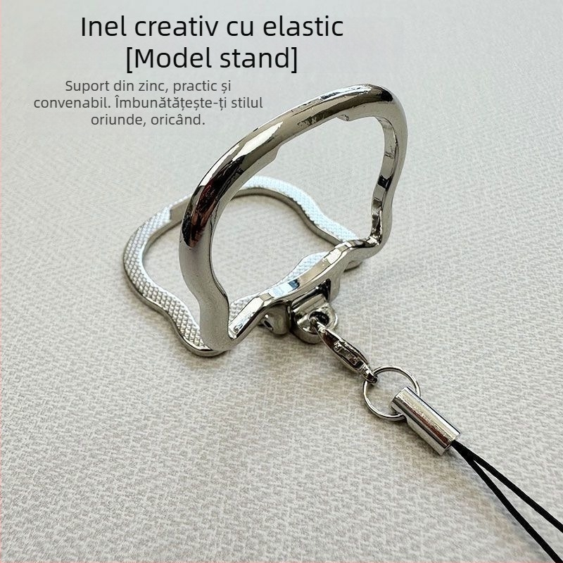 Șnur de telefon cu suport pliabil de birou – corp din aliaj, sfoară de nailon, cataramă metalică, pandantiv metalic cu personaje de desene animate