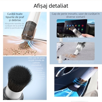 Aspirator fără fir pentru mașină, alimentare USB, aspirație maximă 9000 Pa, baterie încorporată de 500 mAh, zgomot sub 36 dB