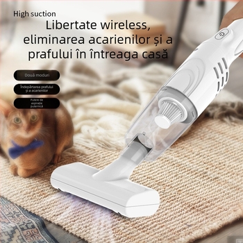 Aspirator portabil fără fir pentru îndepărtarea acarienilor - aspirator uscat compact cu duză plată și cap de îndepărtare a acarienilor, baterie încorporată 1000-1600 mAh, alimentare USB, aspirație 4100-5000 Pa, 16 W, până la 1 h funcționare