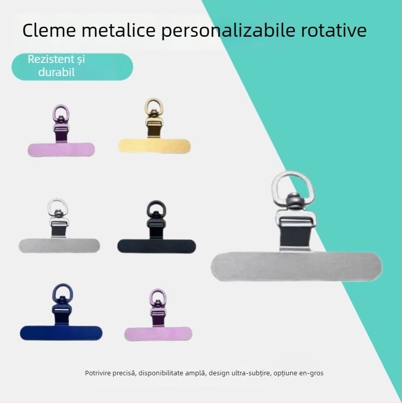Pandantiv pentru telefon cu clips metalic, rotire la 360°, formă geometrică, stil unisex