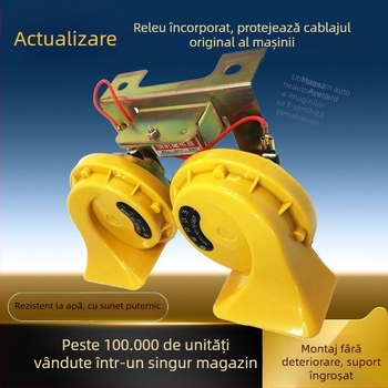 Claxon auto 12V/24V, impermeabil, ton înalt, pentru mașini, camioane și motociclete