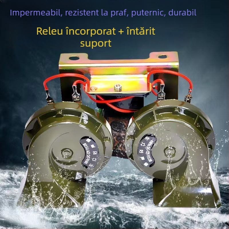 Claxon auto 12V/24V, impermeabil, ton înalt, pentru mașini, camioane și motociclete