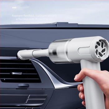 Aspirator portabil fără fir pentru mașină, cu funcție de suflare și aspirație, design pliabil, pentru curățare umedă și uscată (100W, alimentare USB, baterie încorporată 1601–2000 mAh, recipient praf 79 ml, zgomot 46–70 dB)