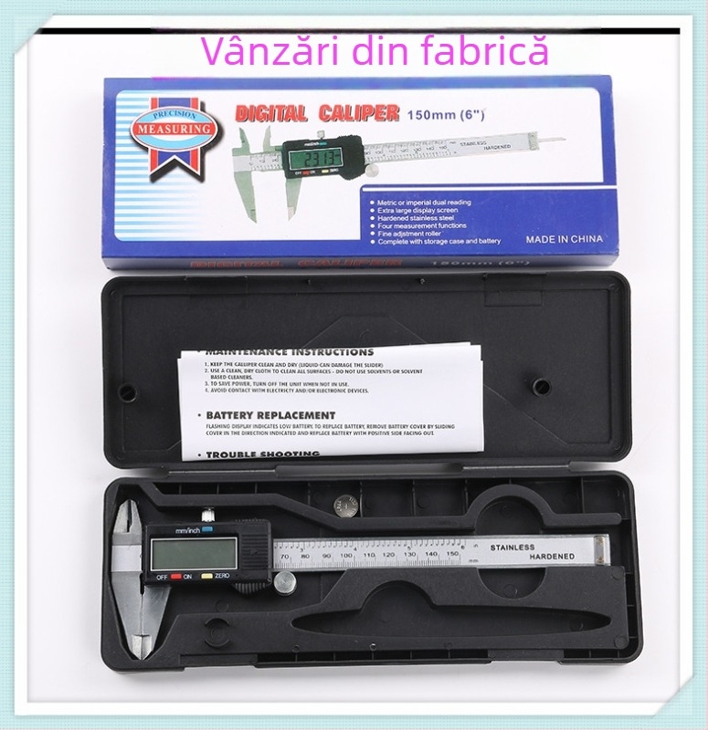 Huibin caliper digital, construcție din oțel inoxidabil și aliaj de zinc, afișaj electronic