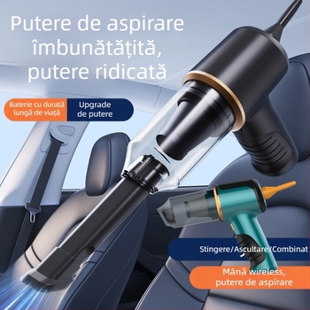 Aspirator portabil fără fir, umed și uscat, cu perie pentru animale de companie și duză plată, 50 W, aspirație până la 5000 Pa, baterie încorporată 1001–1600 mAh, până la 1 oră autonomie