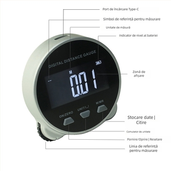 MAKLE Riglă electronică cu afișaj digital pentru suprafețe cilindrice radiale – Instrument de măsurare multifuncțional