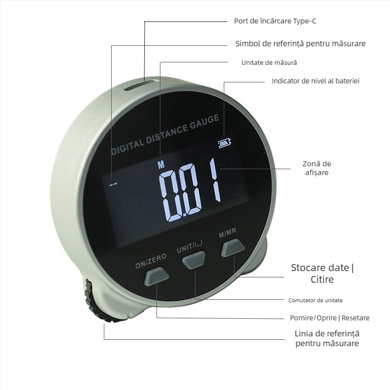 MAKLE Riglă electronică cu afișaj digital pentru suprafețe cilindrice radiale – Instrument de măsurare multifuncțional