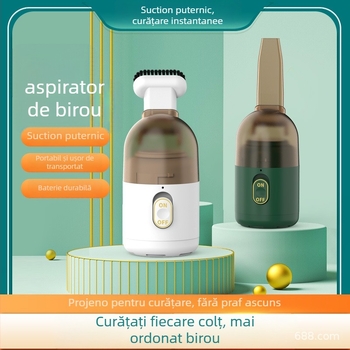Aspirator de birou, portabil, fără fir, reîncărcabil; curățare umedă și uscată; putere 3W; autonomie 1–3 ore; baterie încorporată de 500 mAh
