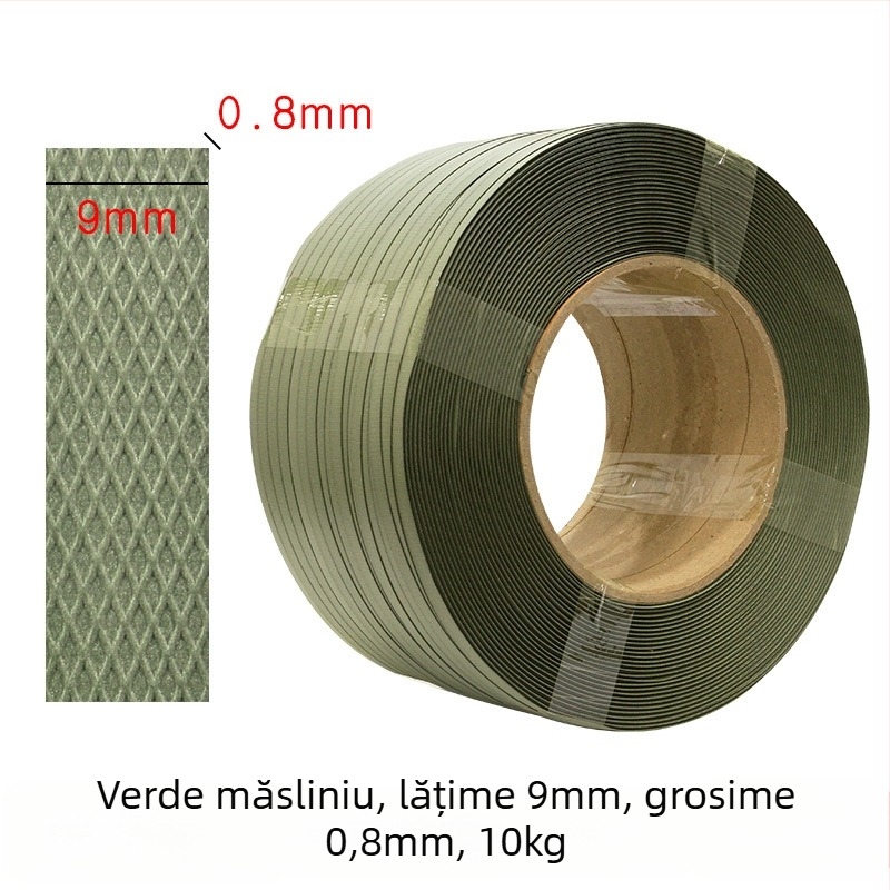 Bandă de ambalare pentru mașină, rezistență la tracțiune 70 kg, specificații 9mm×0.7mm și 12mm×0.8mm, greutate 10.5 kg