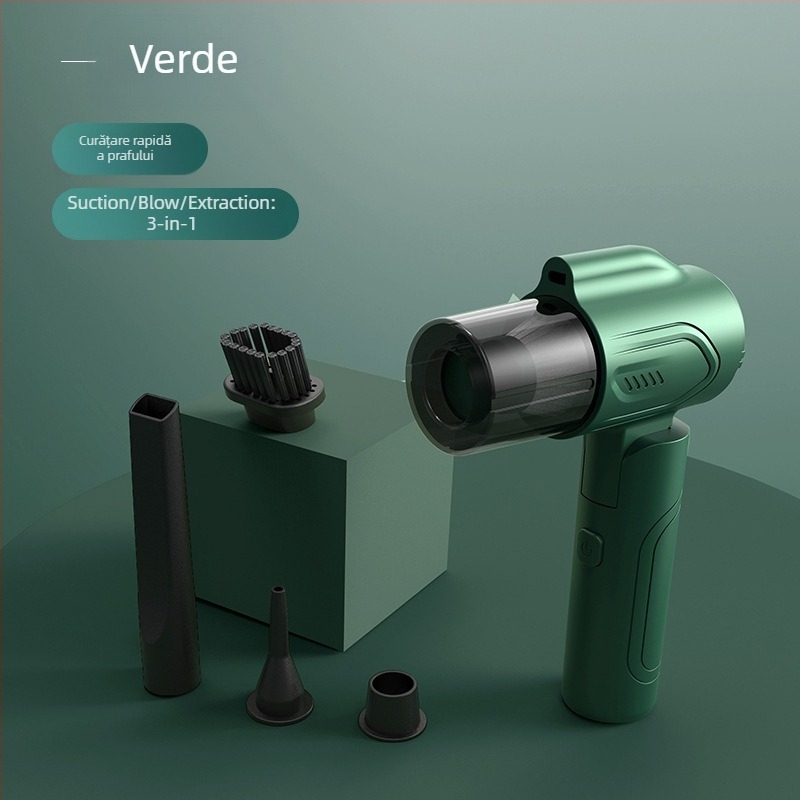Fără fir, portabil, aspirator manual pliabil pentru mașină și casă, 3 în 1: aspirare, suflare și spălare praf, baterie încorporată, ≤36V, 12W, aspirație 10.1-15KPa