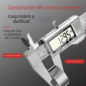 Caliper digital din oțel inoxidabil, corp metalic, afișaj electronic, instrument de măsurare de înaltă precizie